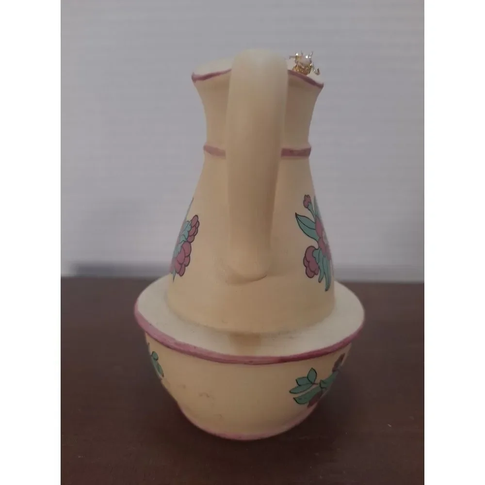 Jasco Country Kitchen Bisque Porcelain Pitcher Bell Floral Decoration‎ 3.5